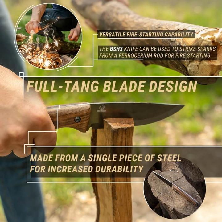 Actual product image Beaver Craft Bushcraft knife with blued blade (12 cm)