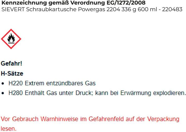 Actual product image Sievert Gas canister Powergas 336 gram