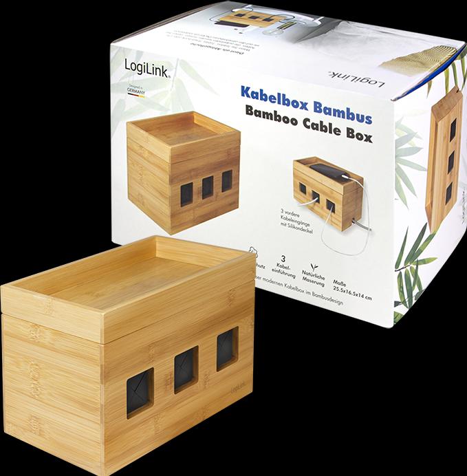 Produktbild LogiLink KAB0076 Kabelbox 255x140x165 mm Bambus