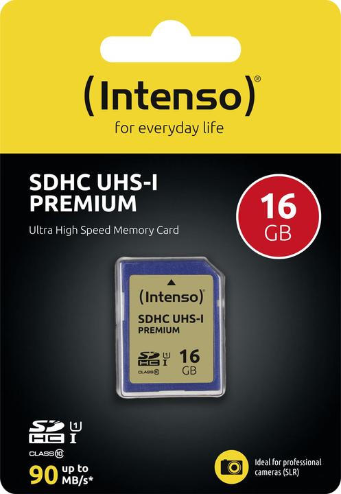 Produktbild Intenso SDHC Card 16GB Class 10 UHS-I Premium (16 GB, SDHC, U1, UHS-I)