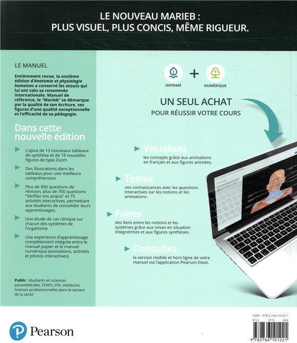 Image du produit Anatomie et physiologie humaines, 11e éd. - Manuel + Éd. en ligne + Multimédia (60 moins) (Français, Elaine Marieb, Katja Höhn, 2019)