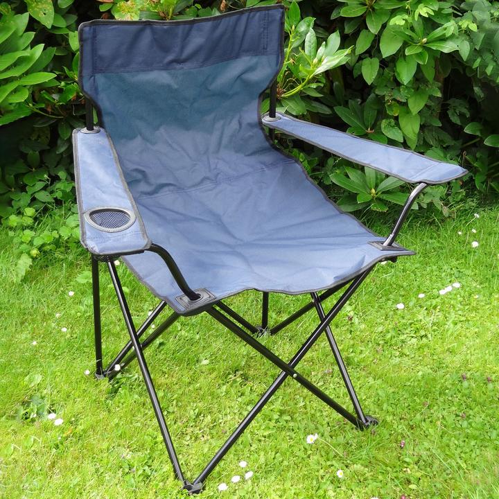 Produktbild Casativo Faltstuhl mit Armlehne & Getränkehalterung, blau, klappbar
