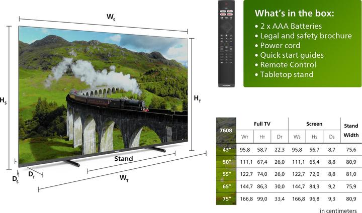 Produktbild Philips 65PUS7608/12 (65", PUS7608, LED, 4K, 2023)