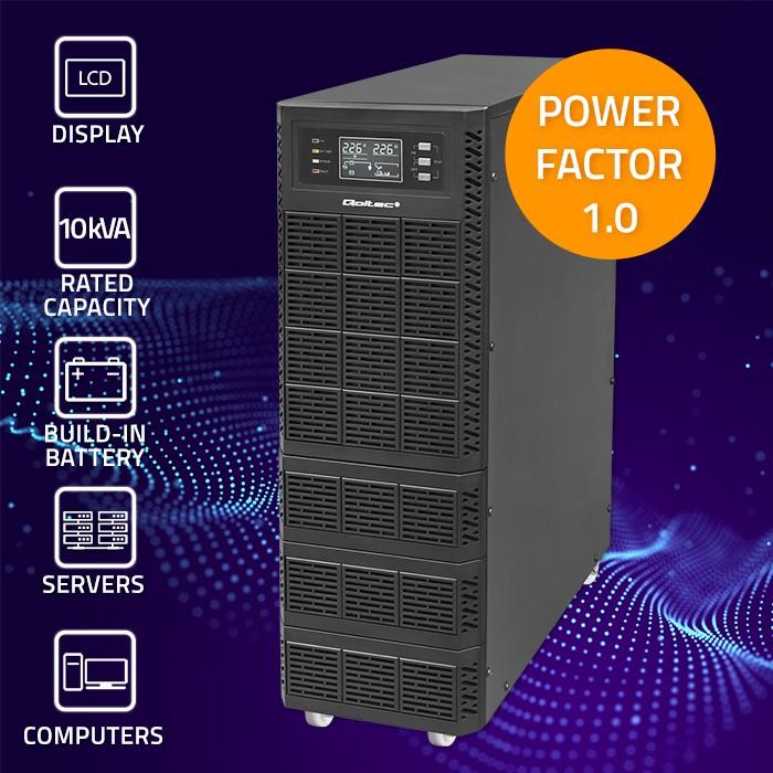 Immagine prodotto Qoltec ZASILACZ AWARYJNY UPS 10KVA | 10000W | FATTORE DI POTENZA 1.0 | LCD | EPO | USB | ON-LINE (10 VA, 10000 W, Doppio convertitore online UPS)