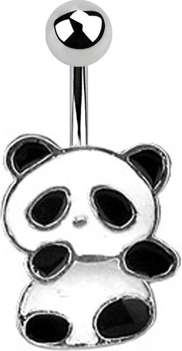 Star Piercing Banane silber mit Anhänger Pandabär (Chirurgenstahl 316L, ohne Messing)
