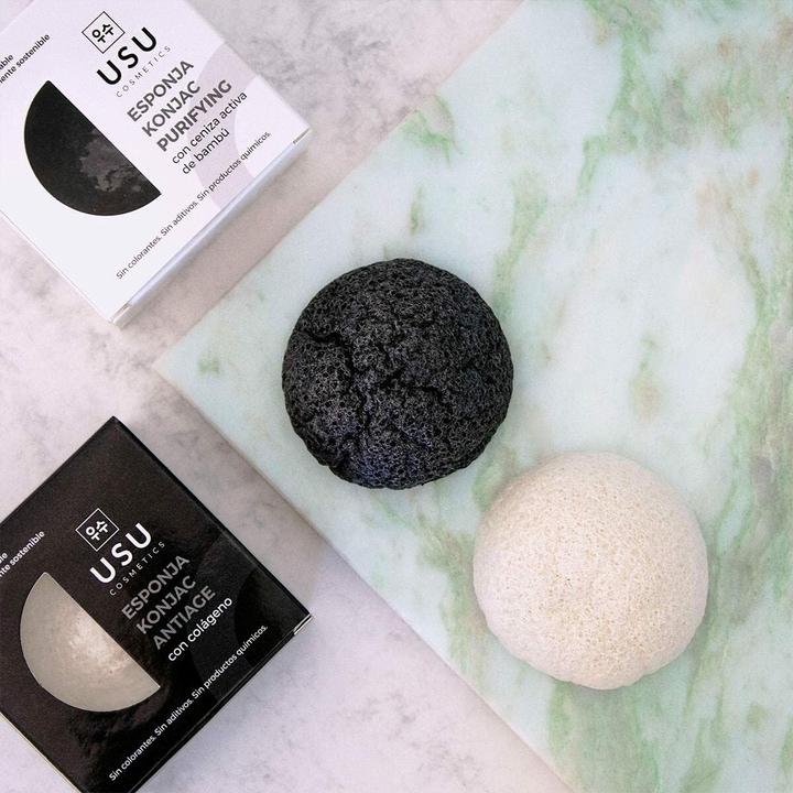 Actual product image USU Cosmetics Collagen Konjac Face Sponge Helps Combat Signs of Premature Aging for Dry Skin and Fine Lines by USU
