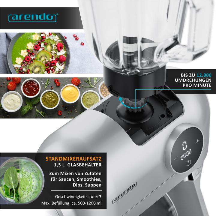 Produktbild Arendo Universal Küchenmaschine mit Standmixer, Rührmaschine (1200 W)
