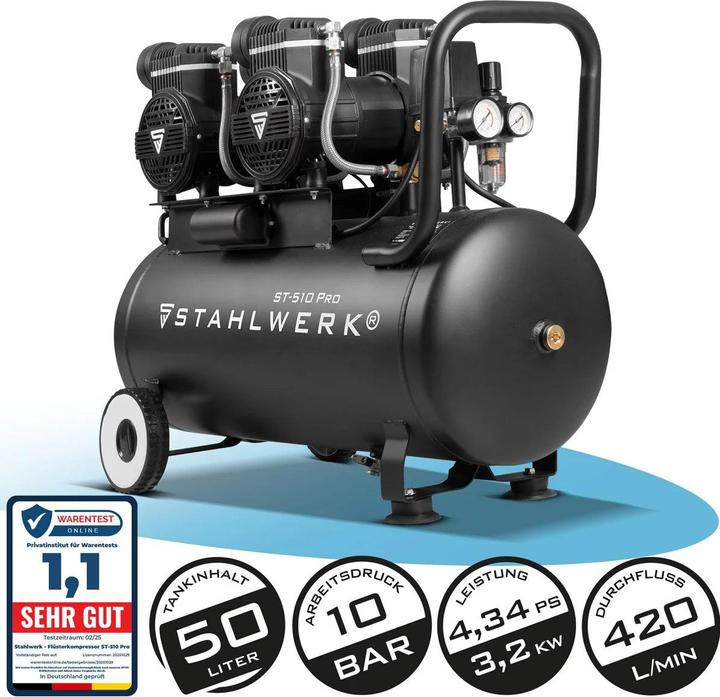 Immagine prodotto Stahlwerk Druckluft-Kompressor ST 510 Pro (10 bar, 50 l)