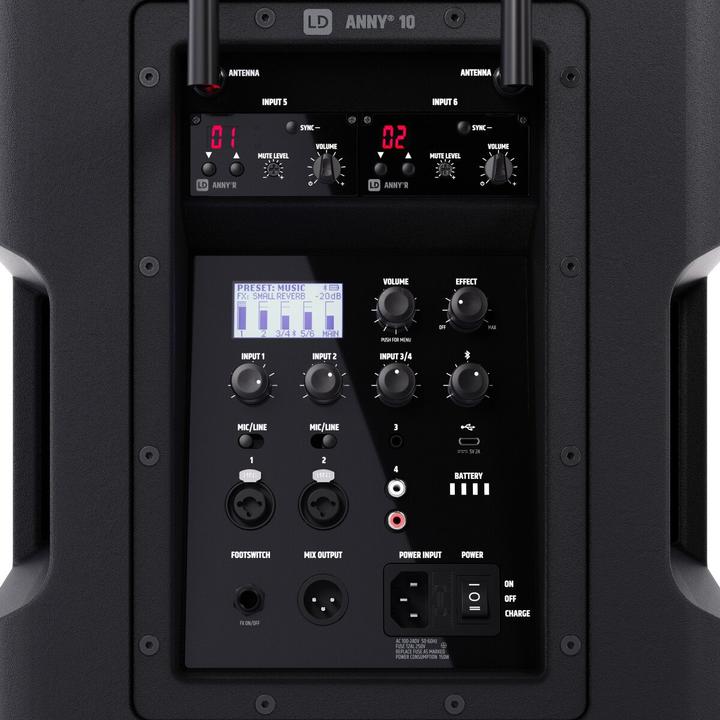 Produktbild LD Systems ANNY® 10 BPH 2 B8 - 10" Mobiler Bluetooth® PA-Lautsprecher mit Akku, Mixer und 2x Headset-Mikrofon (
