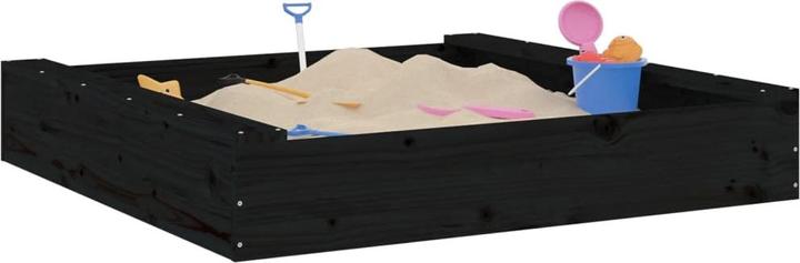 Actual product image VidaXL Sandkasten mit Sitzen Schwarz Quadratisch Massivholz