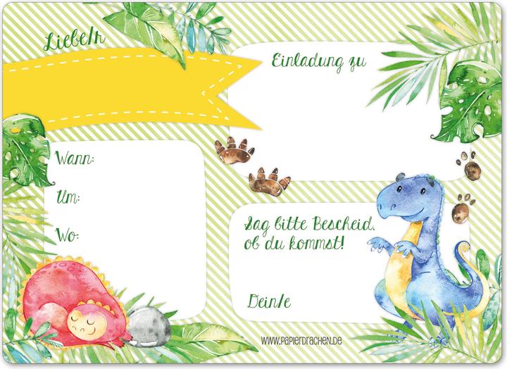Immagine prodotto Papierdrachen 12 Einladungskarten zum Geburtstag – Dinos (12 pz.)