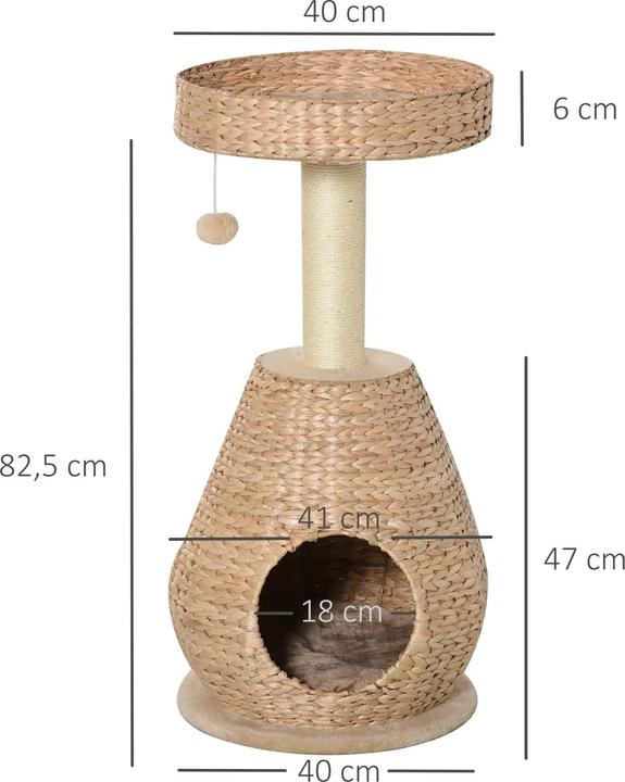 Actual product image PawHut Cat tree with cave (82.50 cm, Yellow)
