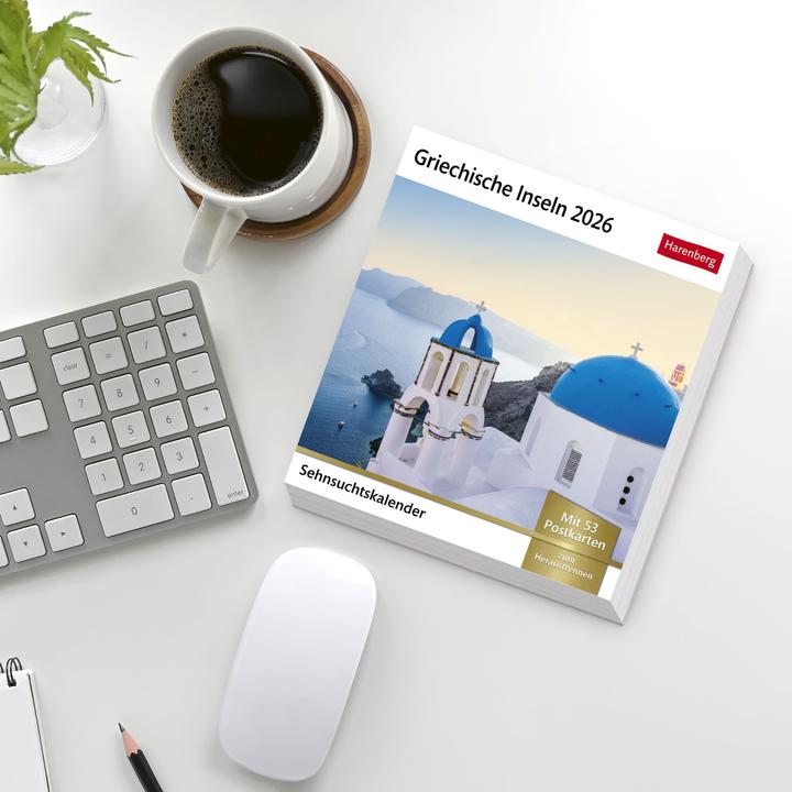 Actual product image Harenberg Griechische Inseln Sehnsuchtskalender 2026 - Wochenkalender mit 53 Postkarten (Hardcover, German)