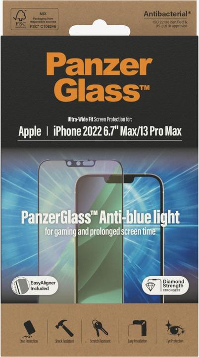 Produktbild PanzerGlass Displayschutz Ultra Wide Anti Bluelight iPhone 14 Plus (1 Stück, Apple iPhone 13 Pro Max, Apple iPhone 14 Plus)