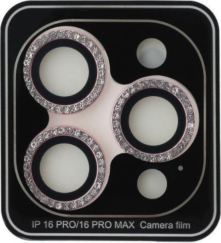 Guess Fixed Glliter Protective Lens für Apple iPhone 16 Pro, 16 Pro Max - pink (1 Stück, Apple iPhone 16 Pro Max, Apple iPhone 16 Pro)