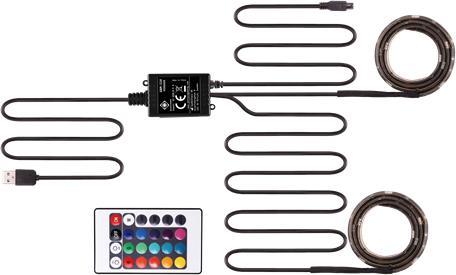 Actual product image Deltaco LED juosta GAMING RGB, 2x50cm,12 (Multicoloured, 200 cm, Indoor)