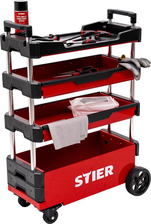 Produktbild Stier Montagewagen klappbar 80kg Tragkraft LxBxH 700x380x535/950mm