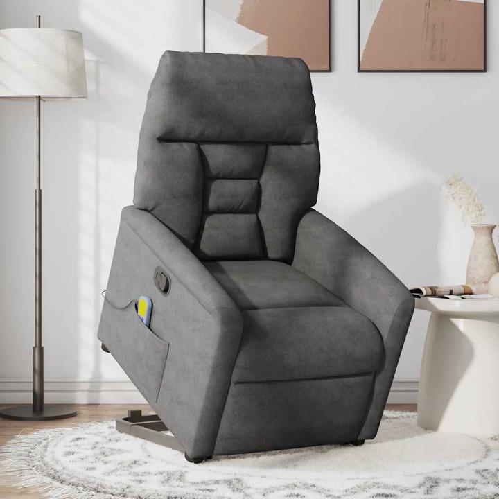 Immagine prodotto VidaXL Poltrona massaggiante con ausilio stand-up in tessuto microfibra grigio scuro Poltrona relax