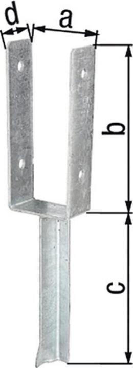 Produktbild GAH U-Pfostenträger ETA-10/0210 91x200x200x50mm feuerverzinkt mit Betonanker aus T-Eisen (1 Stk.)