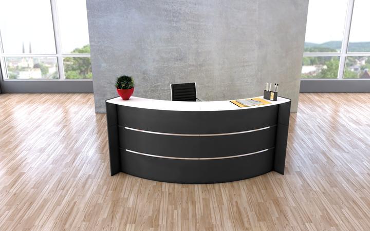 Actual product image Kerkmann BARI reception desk anthracite, white 257.5 x 122.5 x 112.0 cm