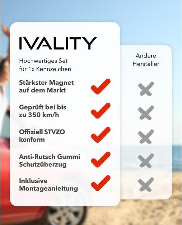 Produktbild Ivality Kennzeichenhalter Magnet Erweiterung (Heck, Universal)