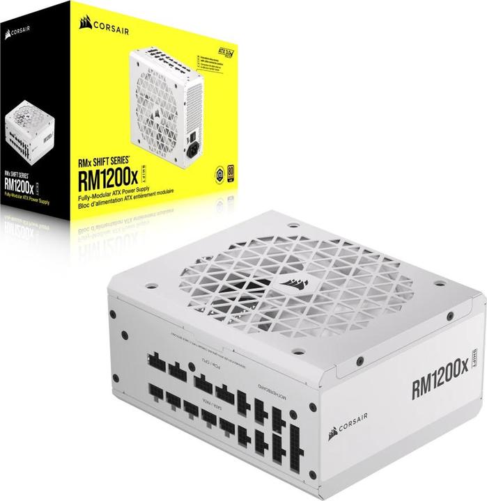 Produktbild Corsair RMx Shift White Series, RM1200x Shift White, 1200 Watt, 80 PLUS GOLD Certified, Fully Modular Power (1200 W)