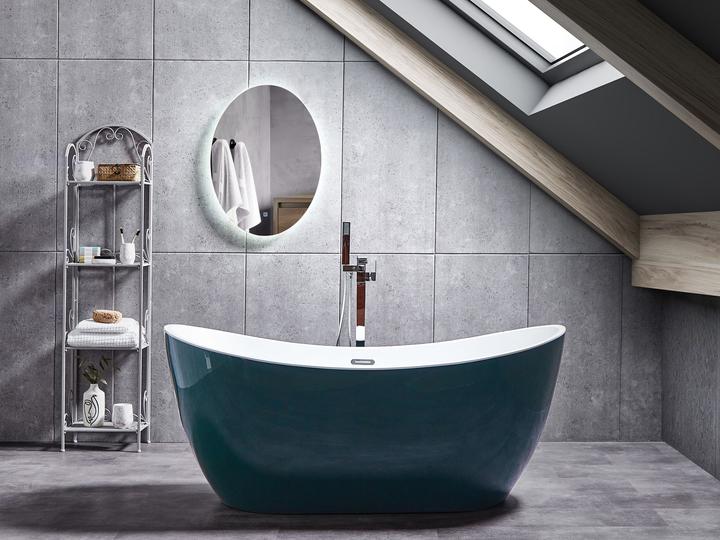 Actual product image Beliani Bathtub freestanding blue green oval 170 x 77 cm ANTIGUA (240 l, 77 cm, 170 cm)