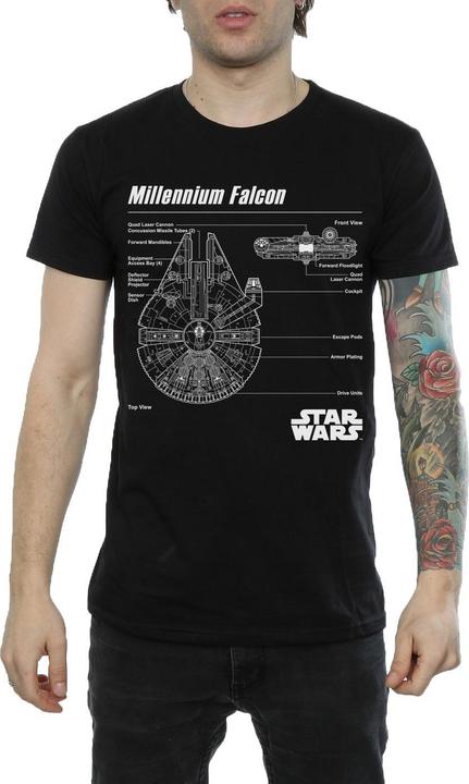 Immagine prodotto Star Wars Millennium Falcon Blueprint Maglietta Uomo (XL)