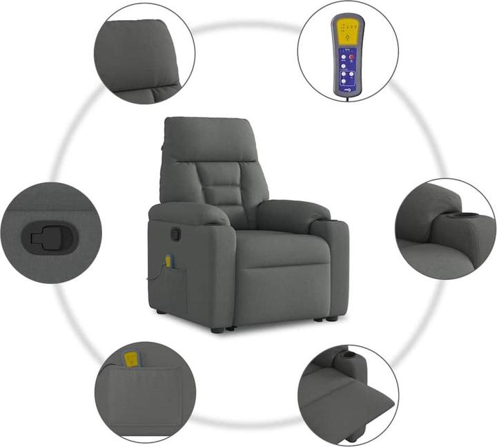 Actual product image VidaXL Massage chair with stand-up aid dark grey fabric