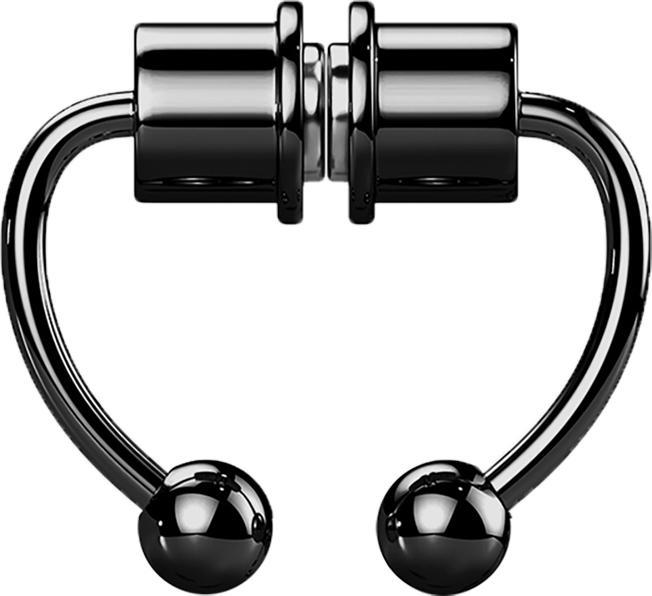 Star Piercing Fake Septum Magnet schwarz Circular Barbell mit zwei Kugeln (1.0 mm, Chirurgenstahl 316L)