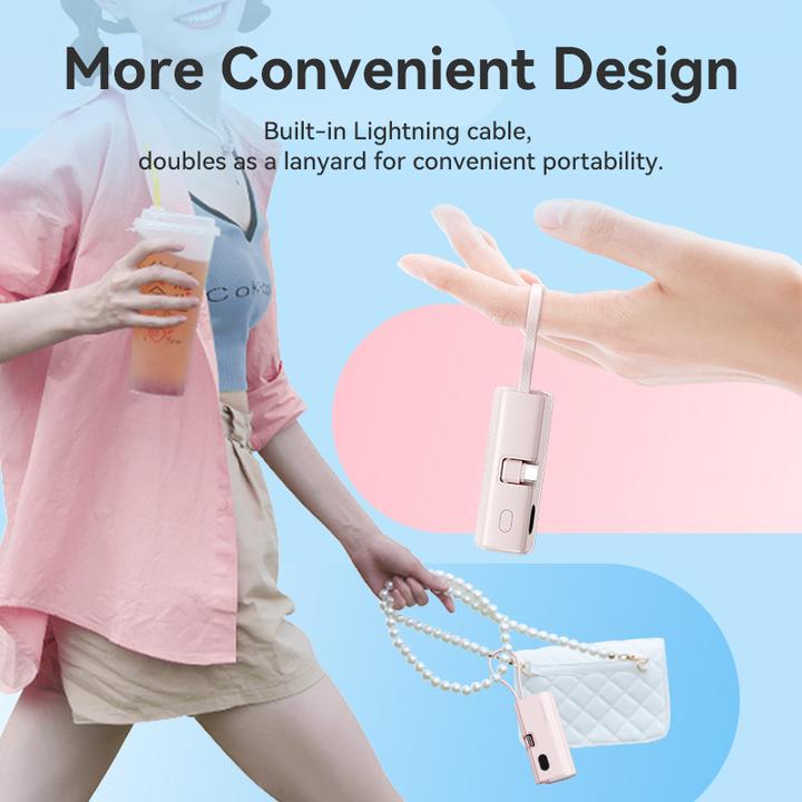 Actual product image Vention LED Display 4800mAh Power Bank (USB-C + Lightning + USB-C) 22.5W White Foldable USB-C Type (4800 mAh, 18 W, 17760 Wh)