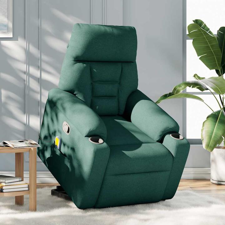 Immagine prodotto VidaXL Poltrona massaggiante con ausilio stand-up in tessuto verde scuro