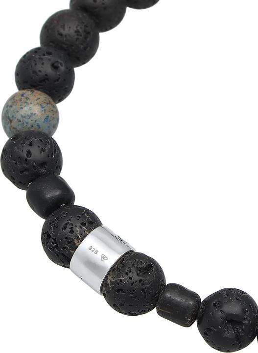 Immagine prodotto Kuzzoi Bracciale Uomo Agata lavica Perlina di pietra preziosa Argento 925 (21 cm, Agata, Vetro, Lava, Argento 925, Plastico)