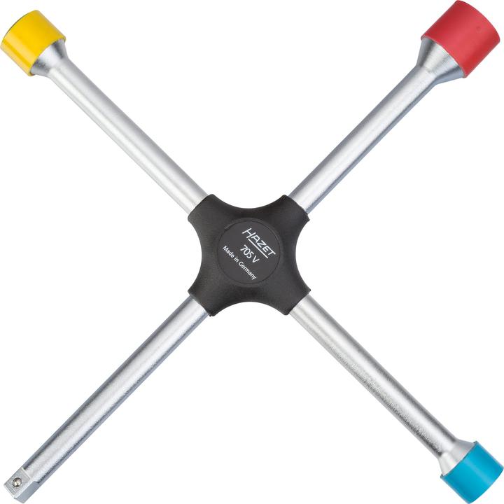 Actual product image HAZET Four-way rim wrench 705V ∙ Outside hexagon profile ∙ 17 x 19 x 21 x Outside square 12.5 = 1/2…