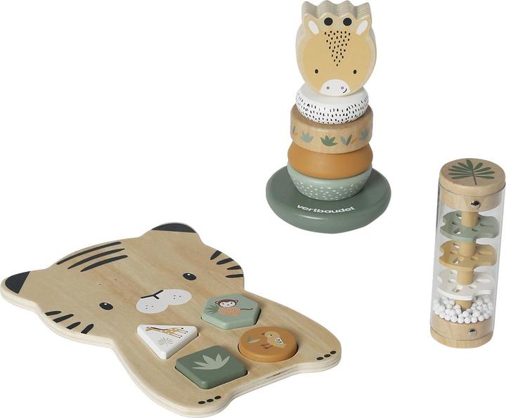 Image du produit Vertbaudet Set de 3 jouets éducatifs pour bébé TANSANIA, bois FSC®.
