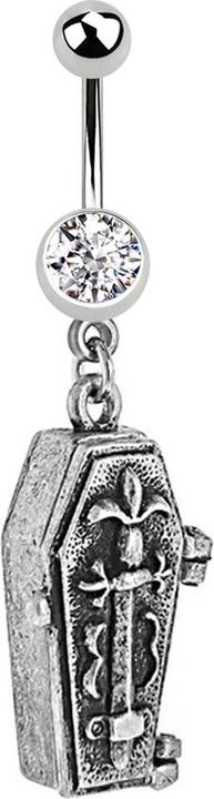 Star Piercing Banane silber mit Kugel und Kugel Kristall silber Anhänger Sarg (Messing, Chirurgenstahl 316L)