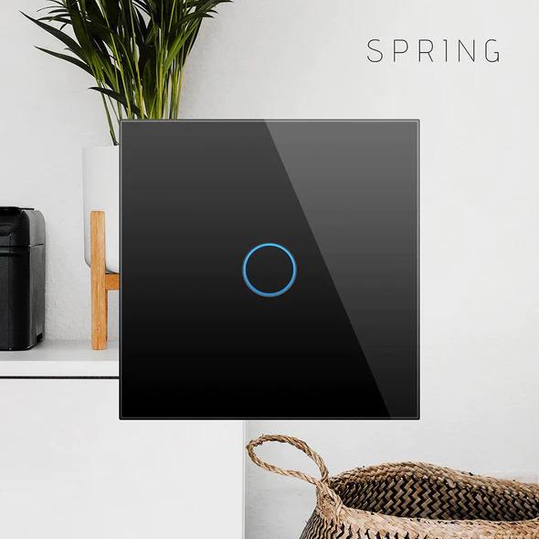 Produktbild Spring One Gang, One Way Touch Switch, Glass Black