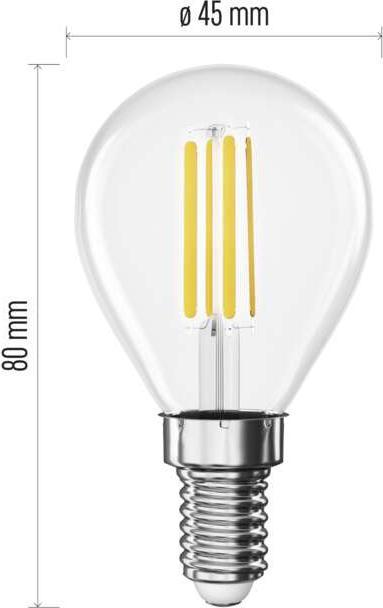 Produktbild Emos LED Lampe Filament Mini Globe A CLASS / E14 / 3,8 W (60 W) / 806 lm / Neutral Weiss (E14, 3.80 W, 806 lm, 1 x, A)
