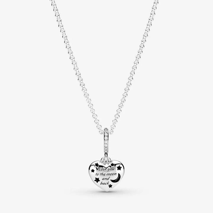 Immagine prodotto Pandora scintillante luna blu e collana a cuore di stelle (Argento 925, Pietra, 50 cm)