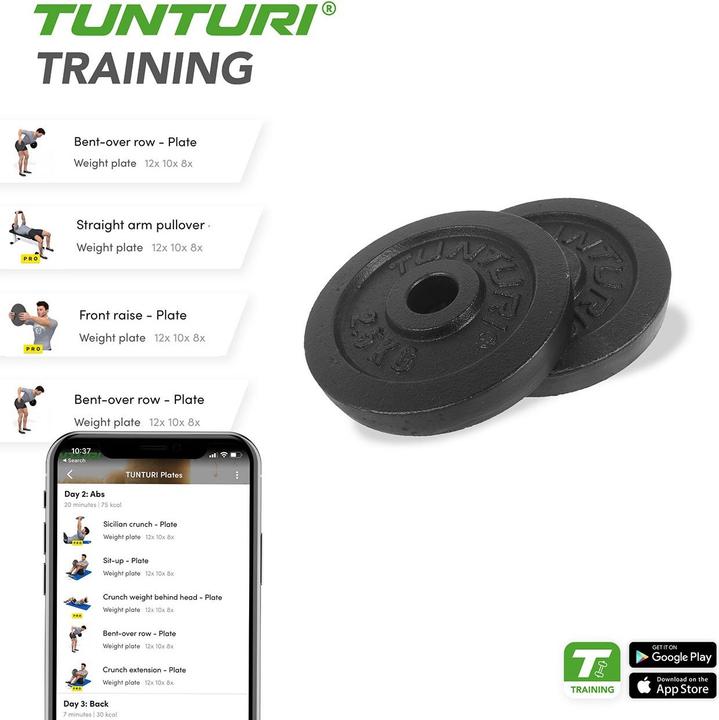 Produktbild Tunturi Gusseisen 2.5 kg Gewichtscheibenpaar 30 mm (2 x 2.5 kg)