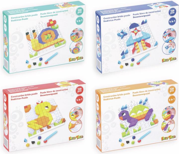 Produktbild Eddy Toys Bauklötze-Puzzle-Set, Schnecke, 4 in 1, 128-teilig.