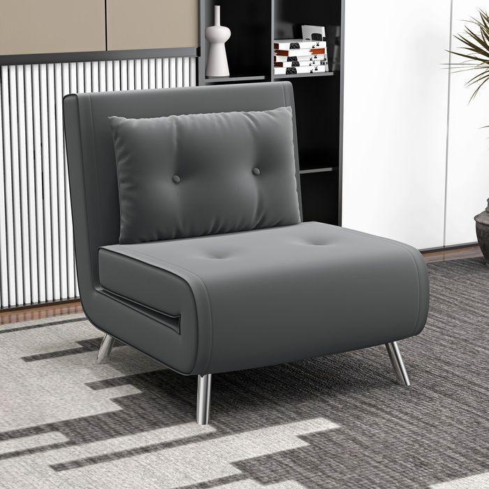 Produktbild Swisshandel24 Schlafsessel Kissen Gästebett Polstersofa Samt Dunkelgrau 77x88x83cm