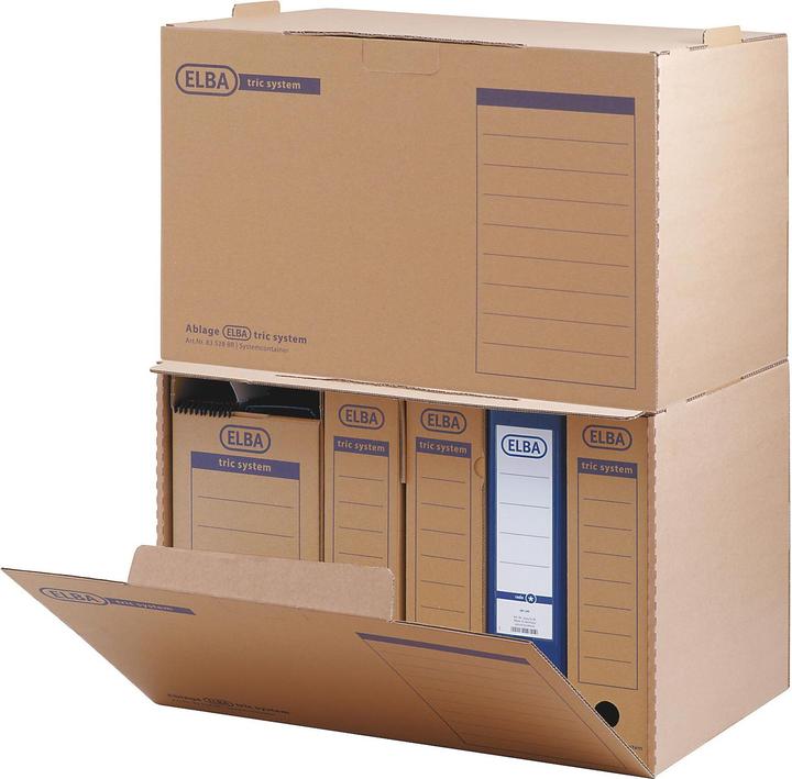 Immagine prodotto Elba Contenitore d'archivio tric system, marrone naturale, in robusto cartone ondulato, con sportello di (A4)