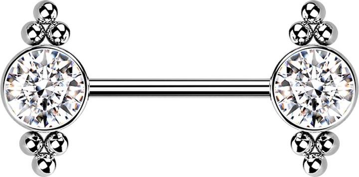 Star Piercing Threadless Barbell silber Kugeln mit Kristall silber (ohne Messing, Chirurgenstahl 316L)