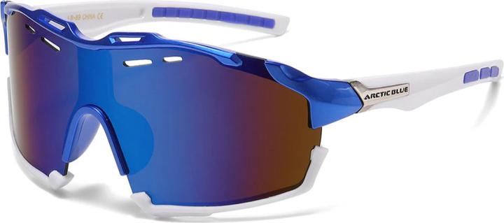 Arctic Blue Shield Sonnenbrille (Weiss, Hellblau und Hellbraun, UV400)