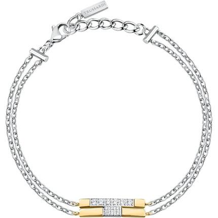 Trussardi Double Steel Bicolor Bracelet with Zirconia T-Logo TJAXC27
