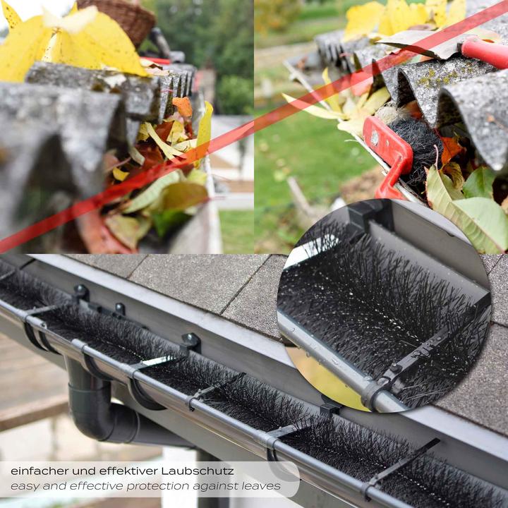 Image du produit Wiltec 12m brosse à gouttière 10x120cm Ø12cm protection des feuilles protection des martres protection des