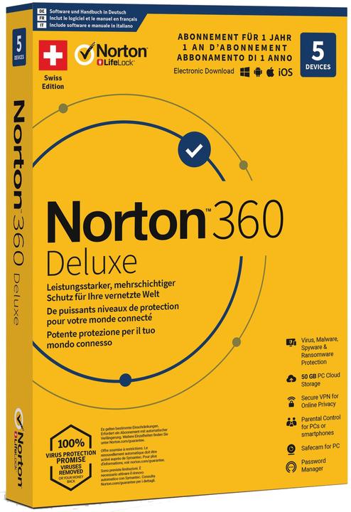 Produktbild Norton 360 Deluxe (5 User, 12 Monate)