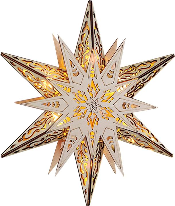 Mojawo Wooden poinsettia with 6 warm white LEDs