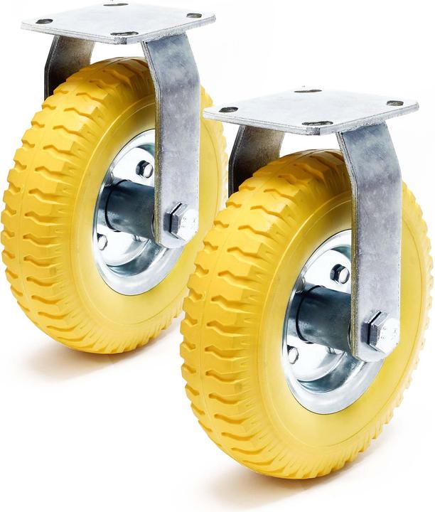 Produktbild Wiltec Bockrollen Set 2x 225x58mm Transportrolle pannensicher gelb Vollmaterial